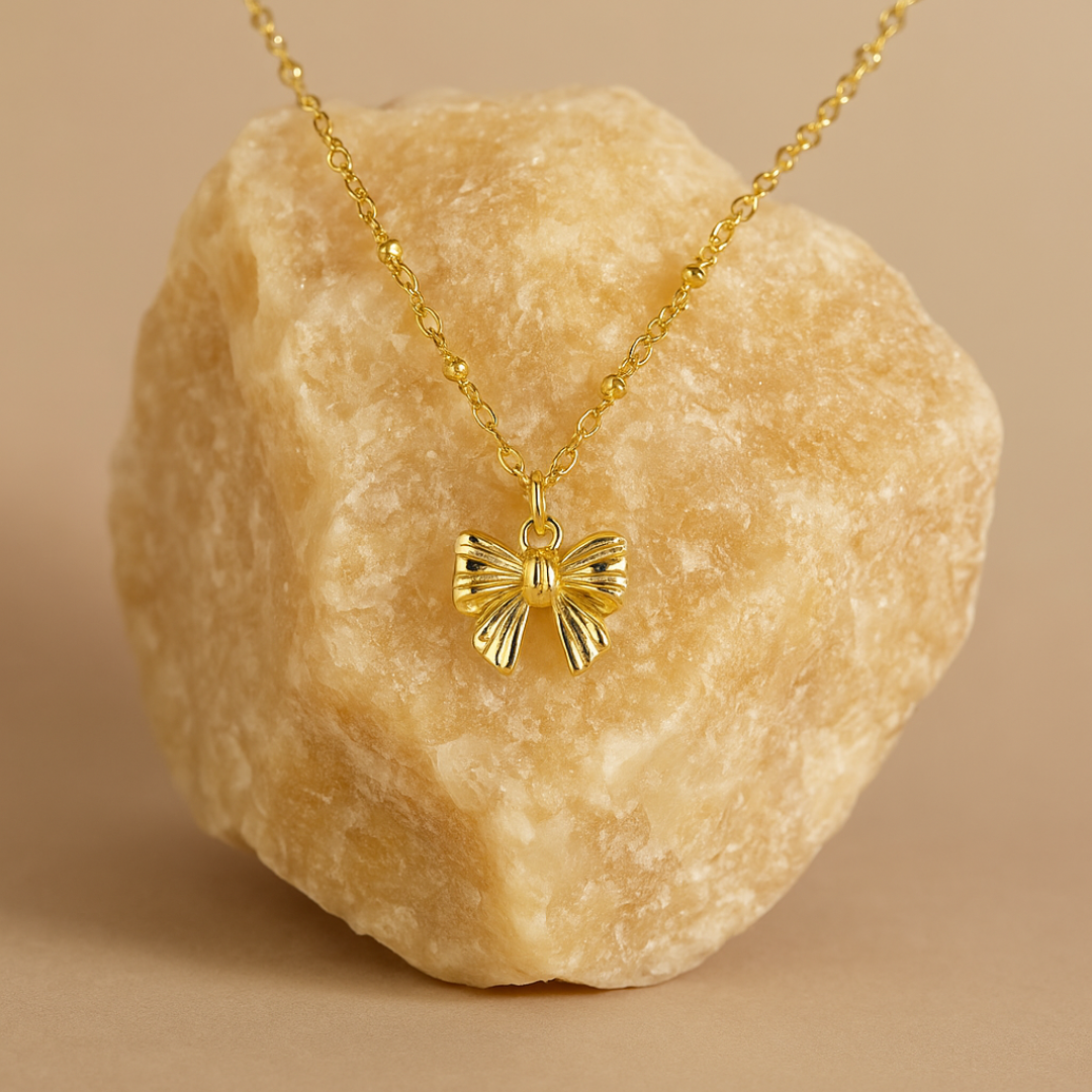Sparkle Bow — Gold Necklace