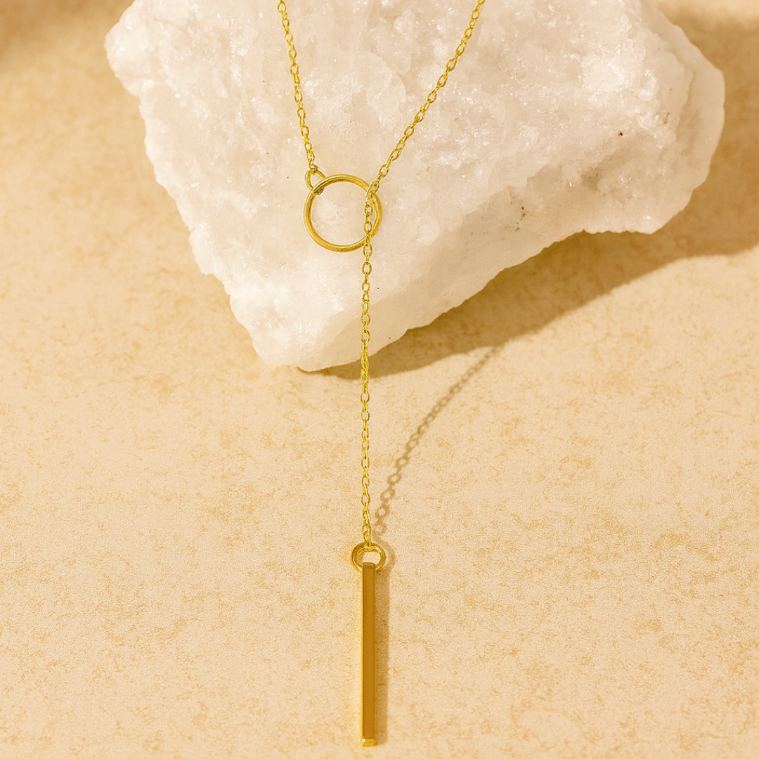 Circle Poise — Gold Lariat Necklace
