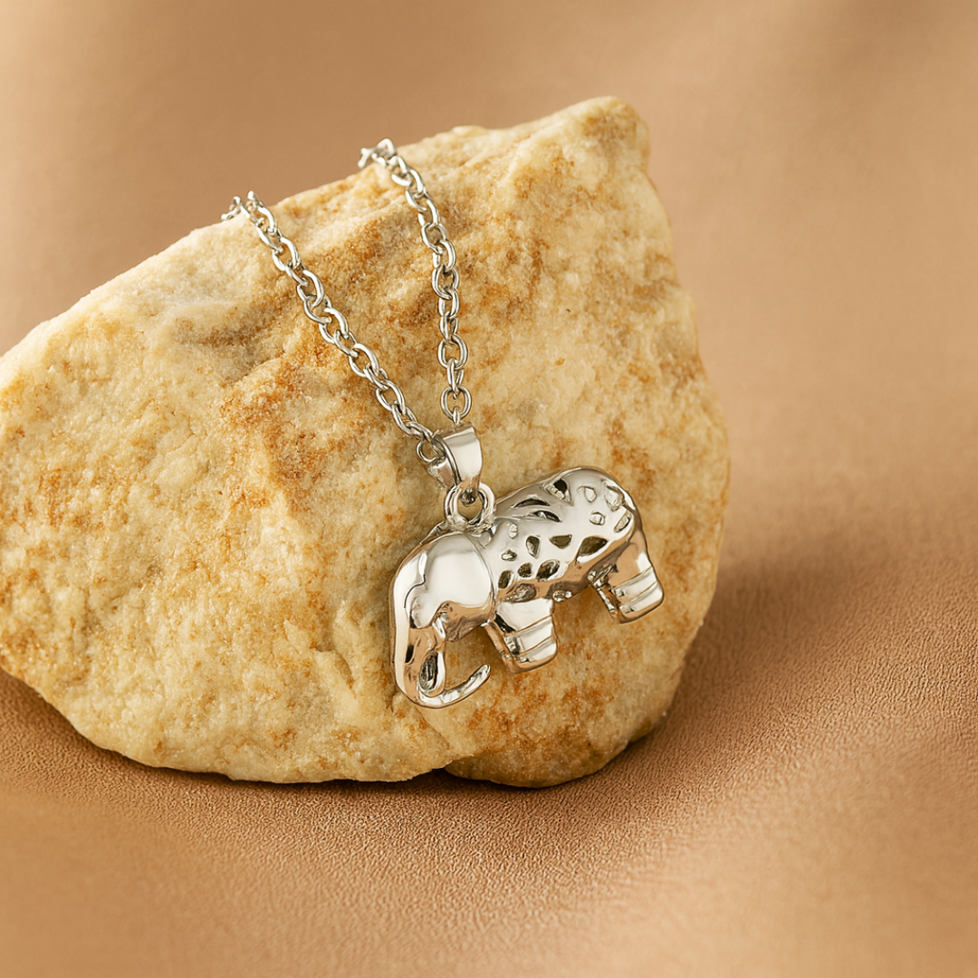 Lucky Elephant — Silver-Tone Necklace