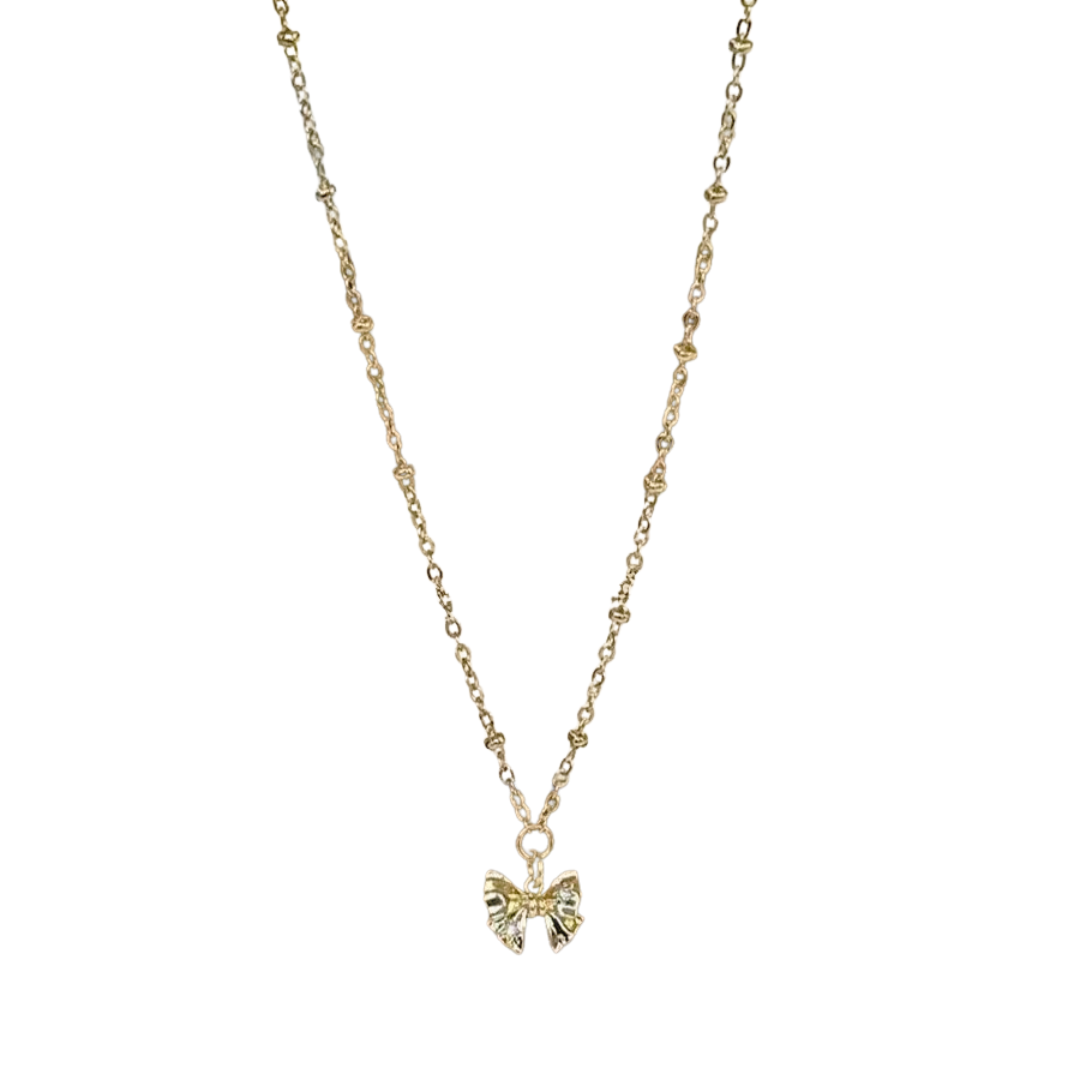 Sparkle Bow — Gold Necklace