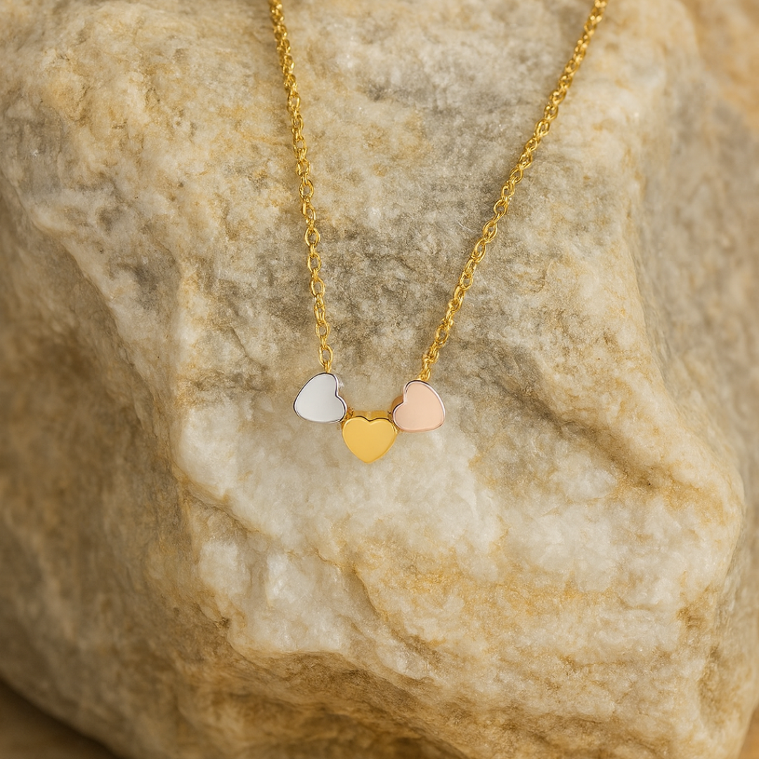 Trio Hearts — Tri-Tone Necklace
