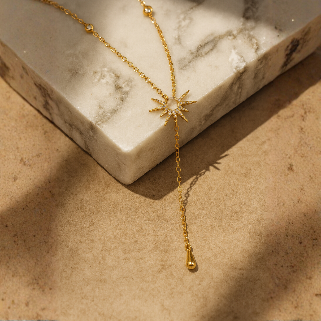 Sunflare Lariat — Gold Necklace