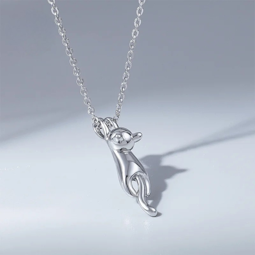 Sleek Feline — Silver-Tone Necklace