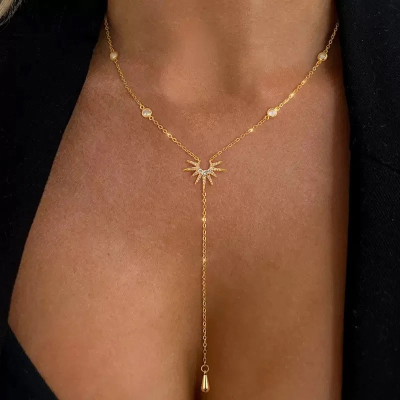 Sunflare Lariat — Gold Necklace