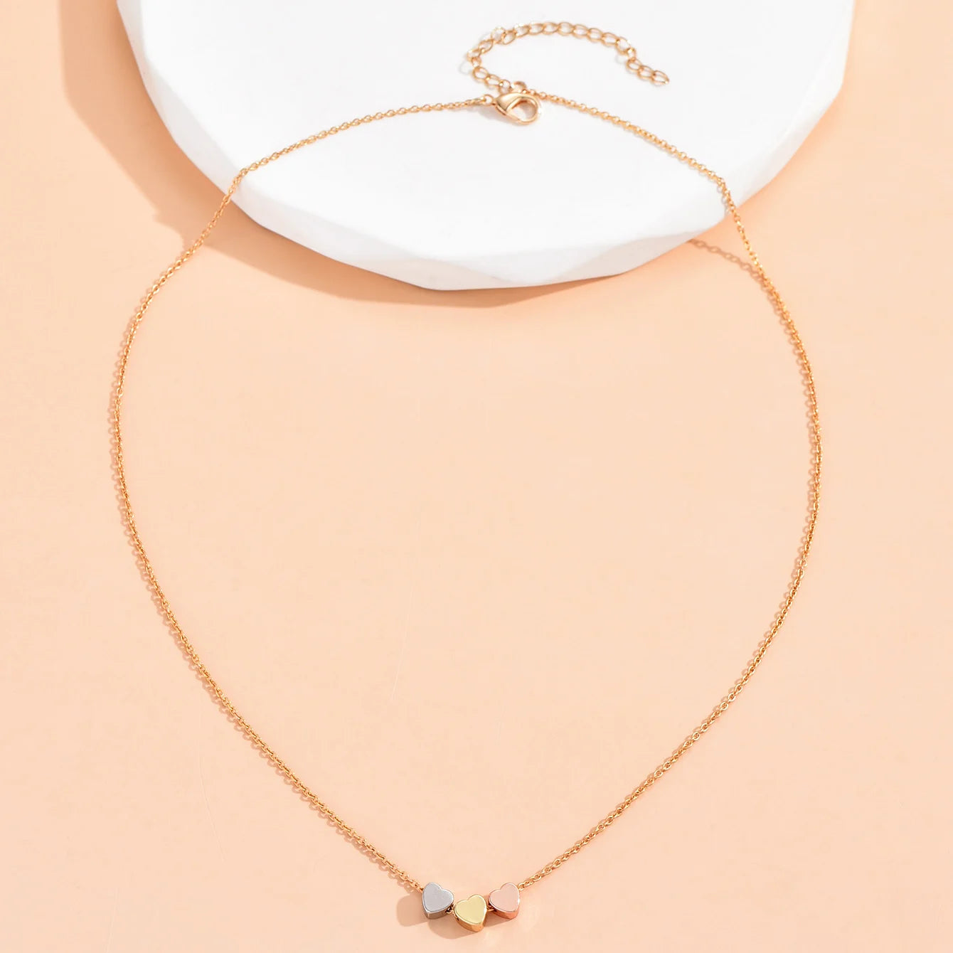 Trio Hearts — Tri-Tone Necklace