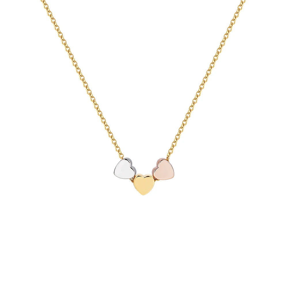Trio Hearts — Tri-Tone Necklace