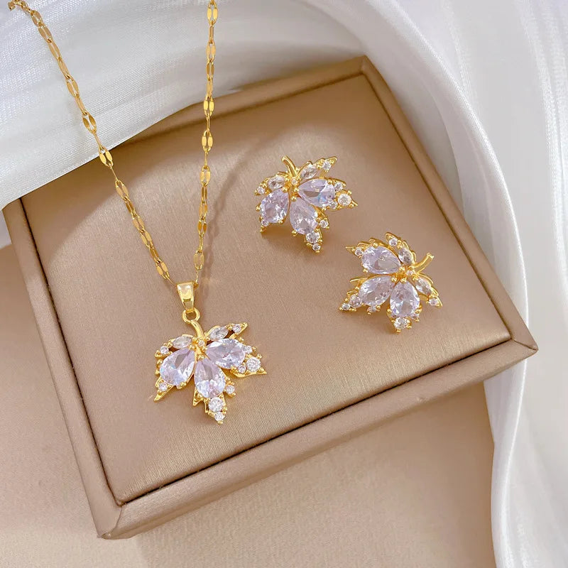 Aurora Leaf — Necklace & Earring Set