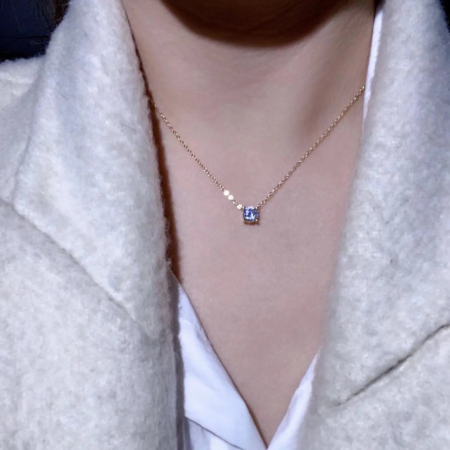 Silver Glow — Crystal Solitaire Necklace