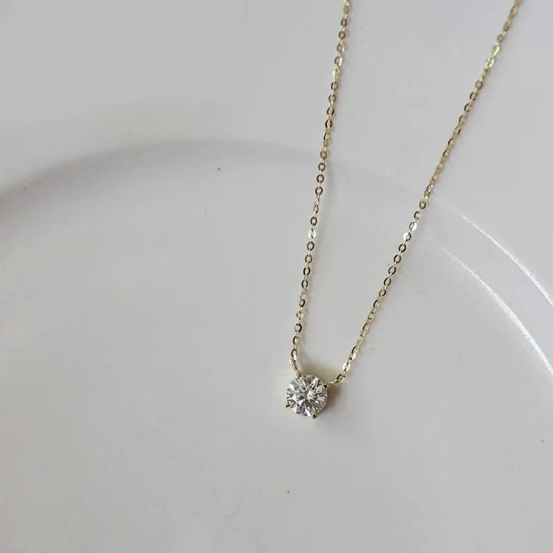 Silver Glow — Crystal Solitaire Necklace
