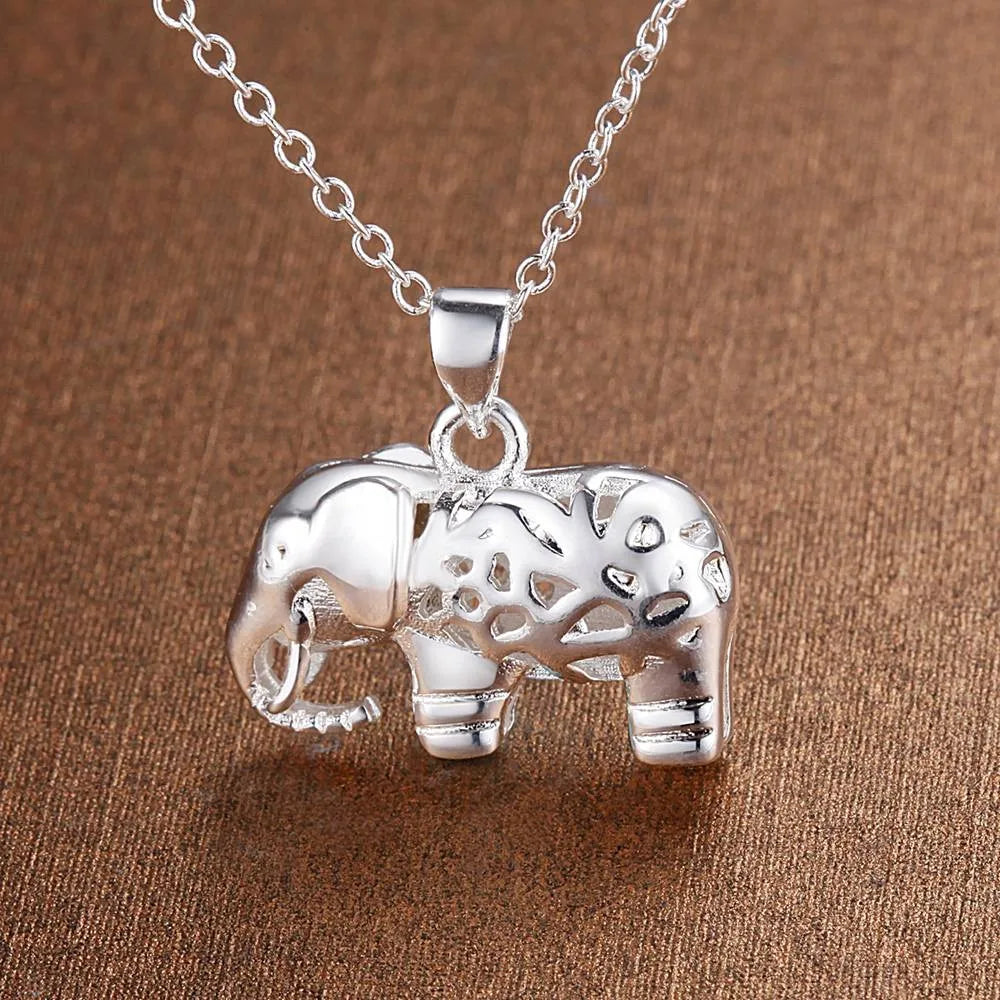 Lucky Elephant — Silver-Tone Necklace