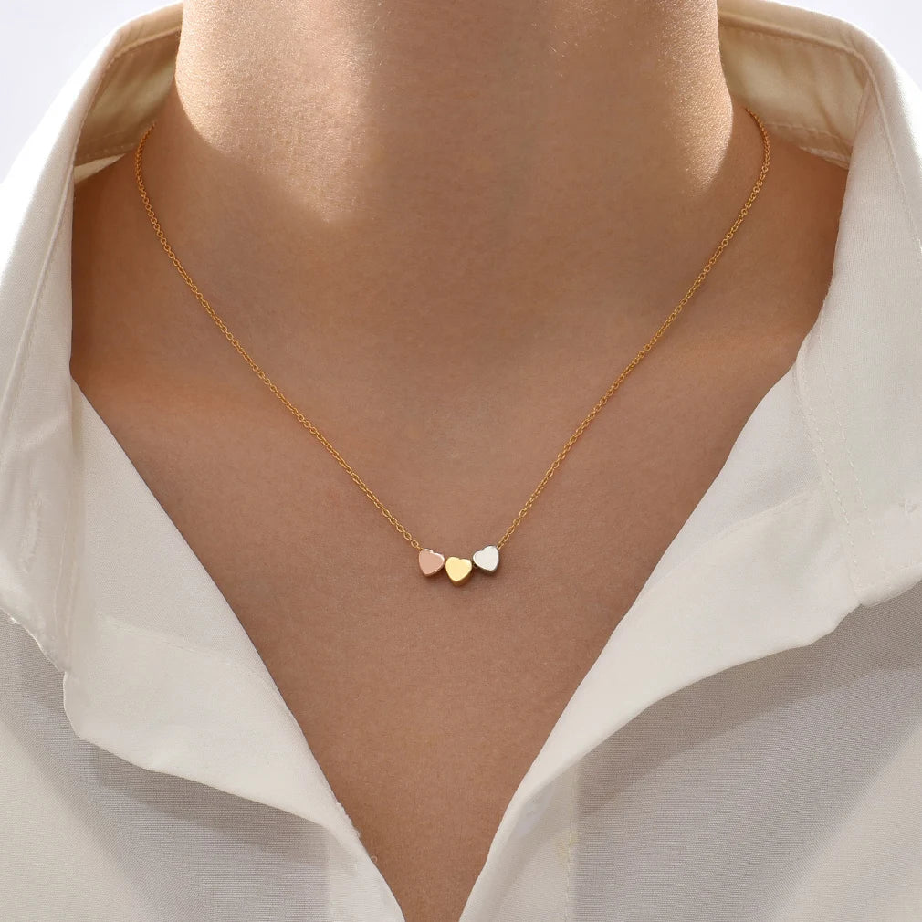 Trio Hearts — Tri-Tone Necklace