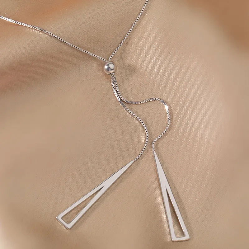 Silver Prism — Geometric Lariat Necklace