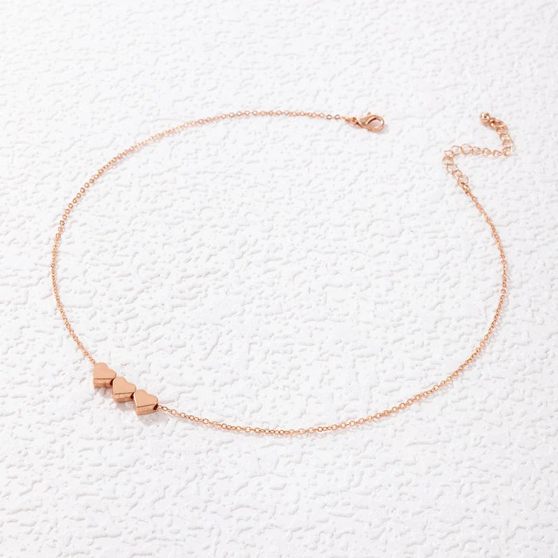 Trio Hearts — Tri-Tone Necklace