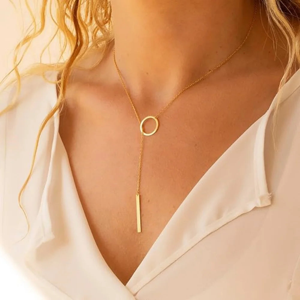 Circle Poise — Gold Lariat Necklace