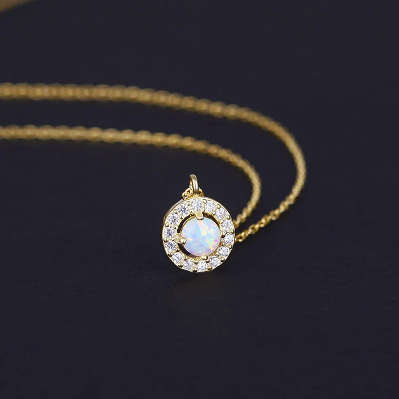Opaline Halo — Gold-Tone Pendant Necklace