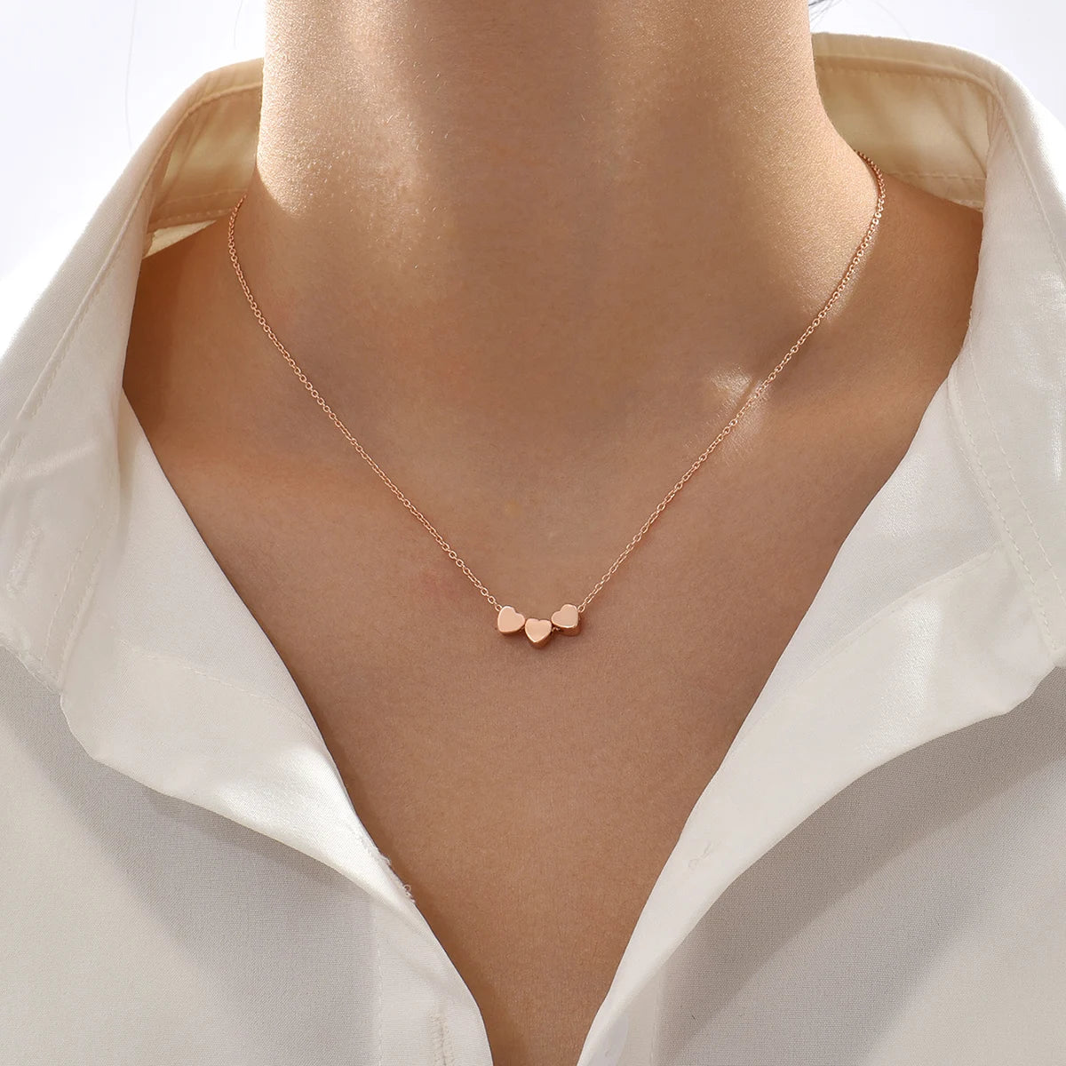 Trio Hearts — Tri-Tone Necklace