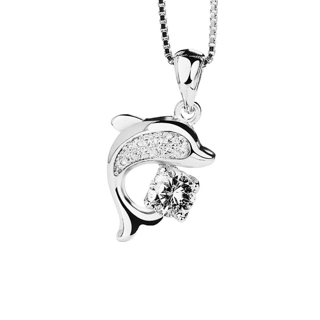 Shimmering Dolphin — Silver-Tone Pendant Necklace
