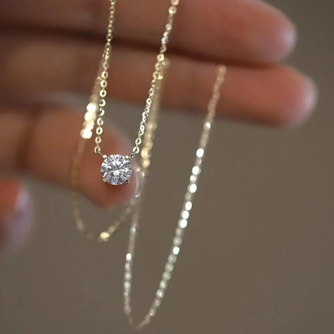 Silver Glow — Crystal Solitaire Necklace